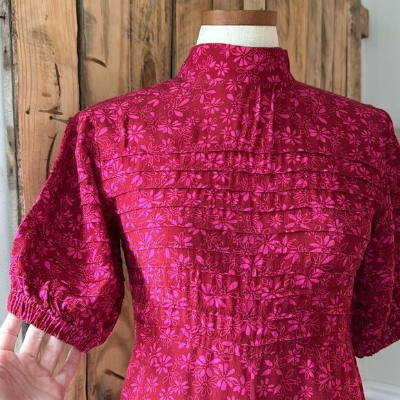 Free People Jessie Midi Dress Red Pink Ditsy Floral Print Viscose Boho Size XS - Picture 5 of 13